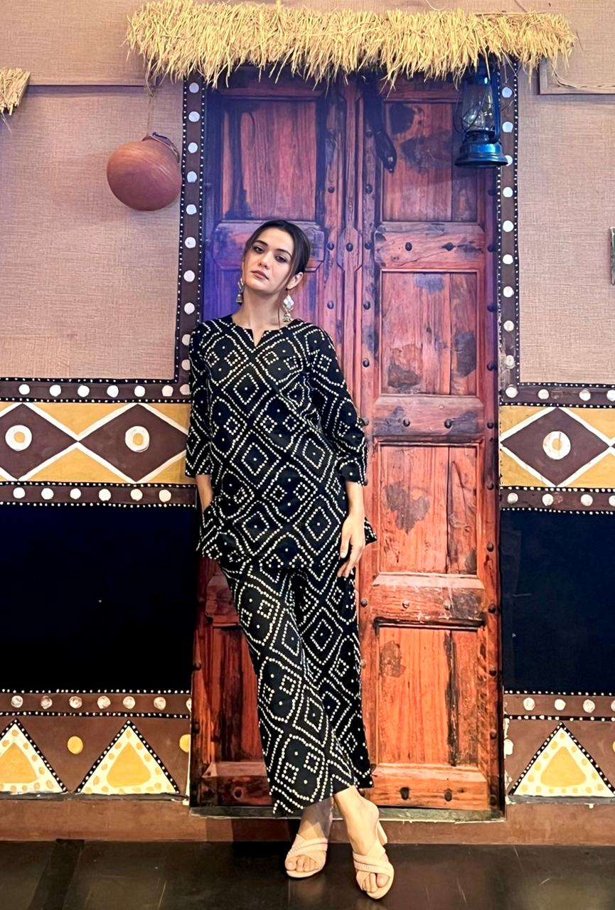 Charcoal Black Bandhani Co-ord Set product