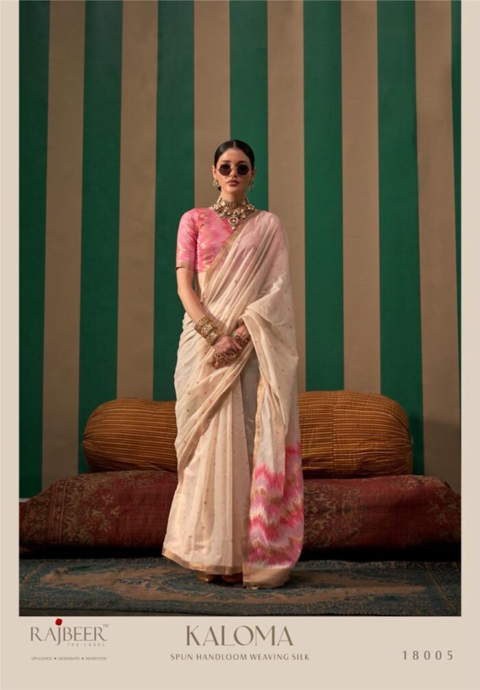 Ivory Handloom Linen Saree