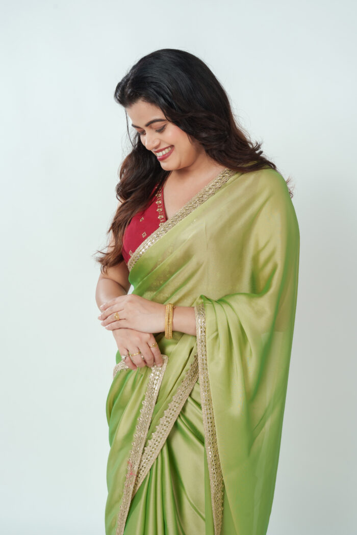 Pear Green Silk Organza Saree