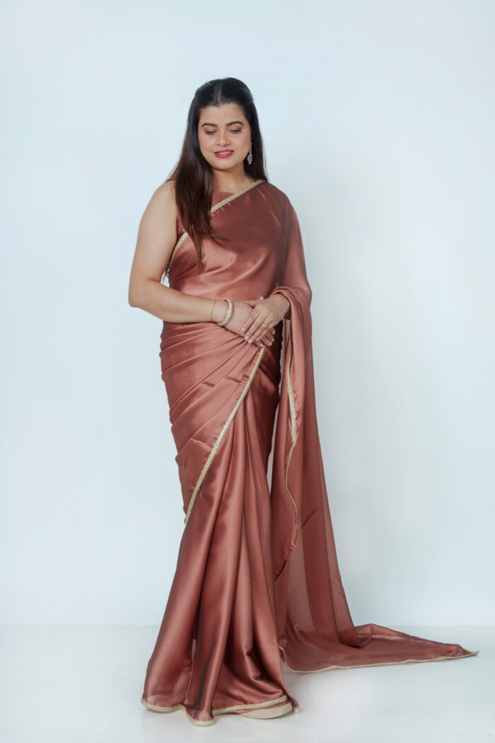 Rustic Brown Silk Organza Saree