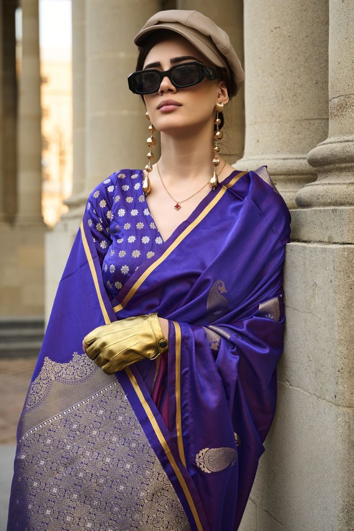Purple Dual Shade Satin Silk Saree