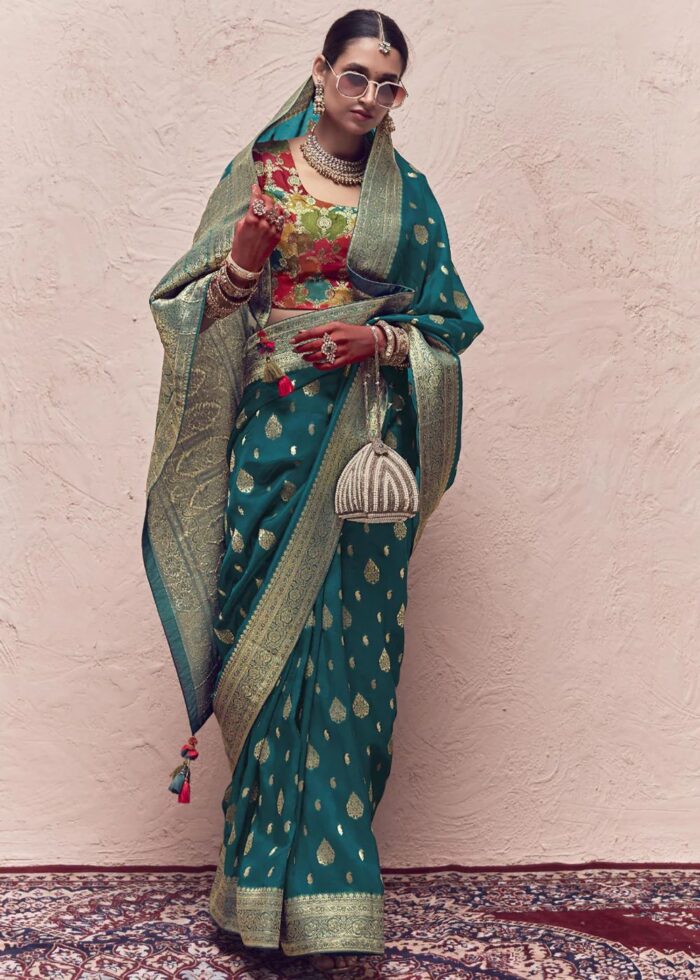 Emerald Green Dola Silk Saree