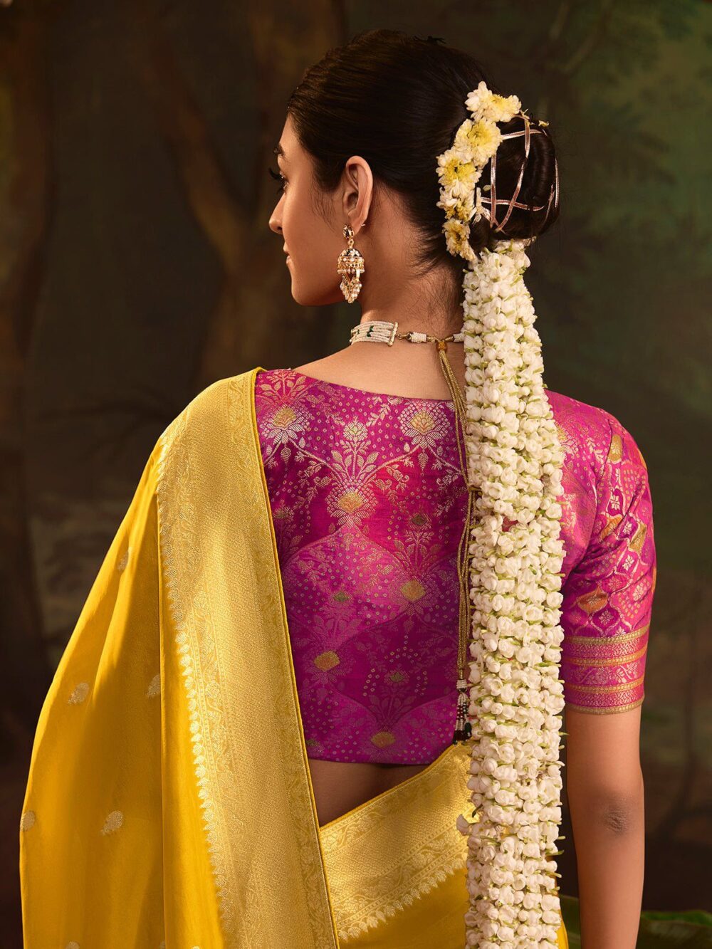 Golden Yellow Dola Silk Saree - Image 4