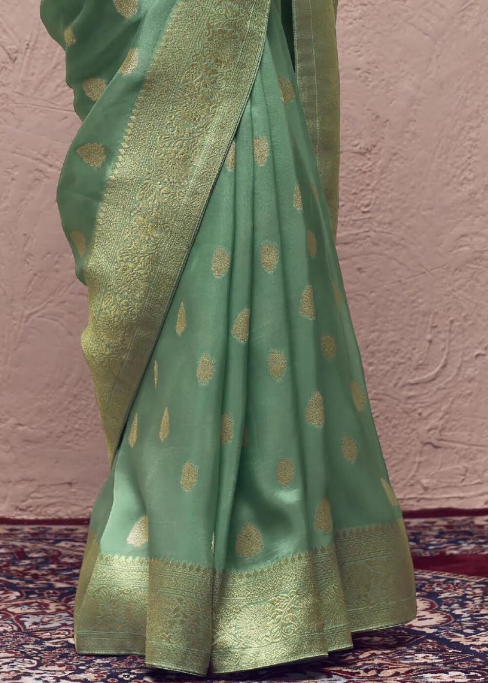 Sea Green Dola Silk Saree - Image 4