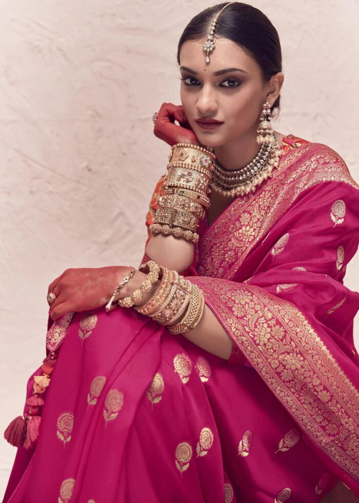 Rose Pink Dola Silk Saree