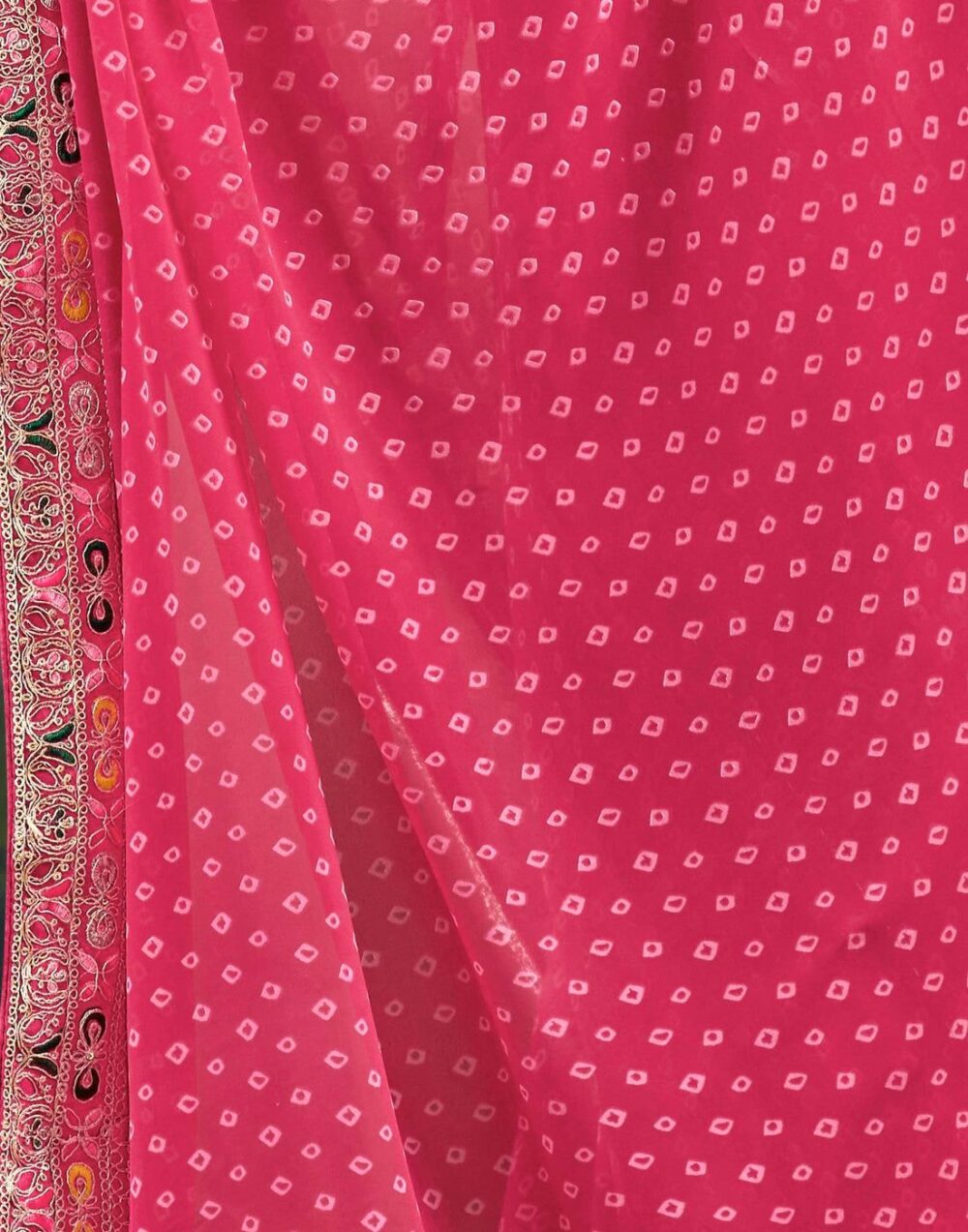 Brink Pink Bandhani Georgette Saree - Image 4