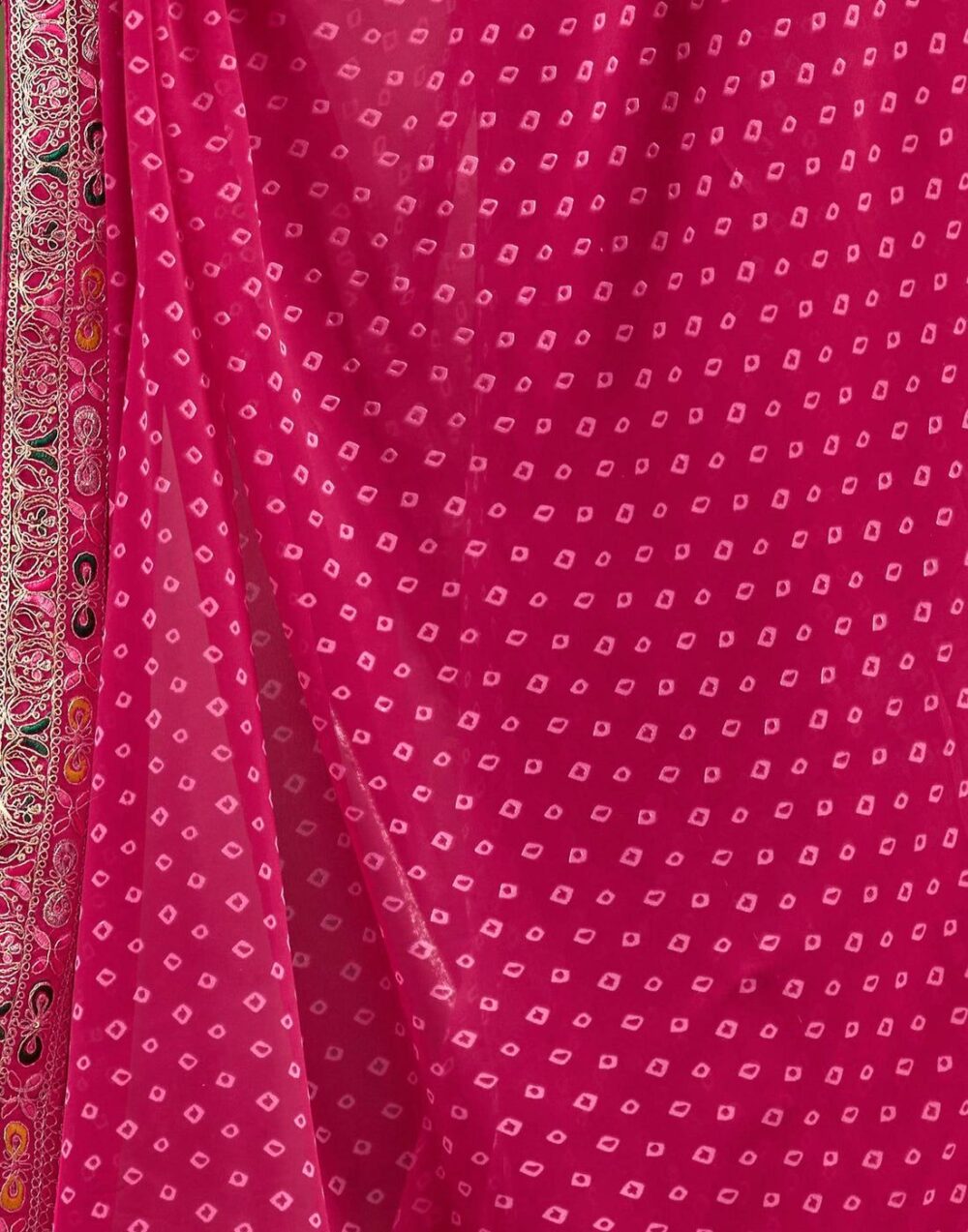 Rose Pink Bandhani Georgette Saree - Image 4