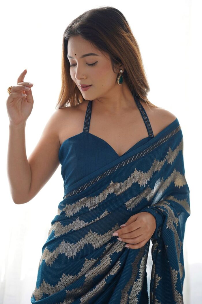 Teal Blue Sequence Saree