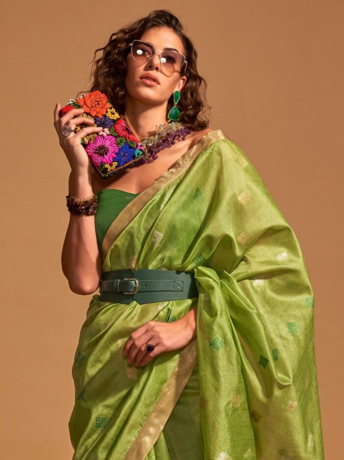 Apple Green Pure Handloom Silk Saree
