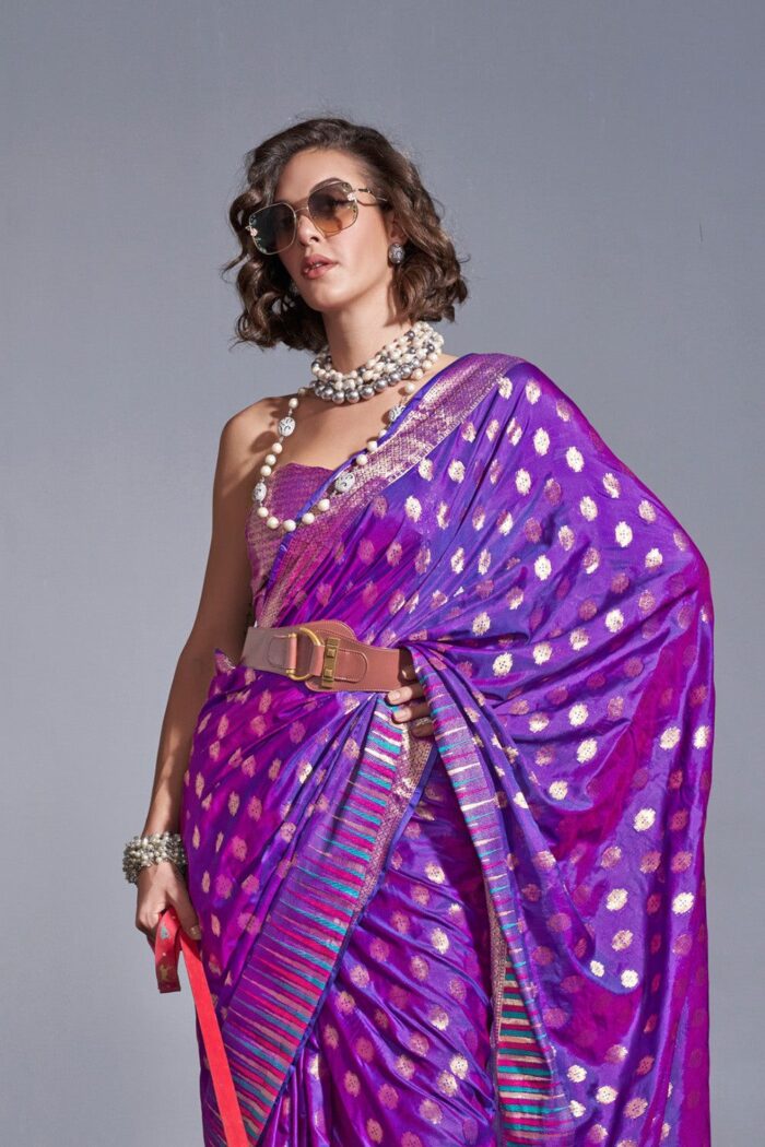 Iris Purple Silk Woven Saree