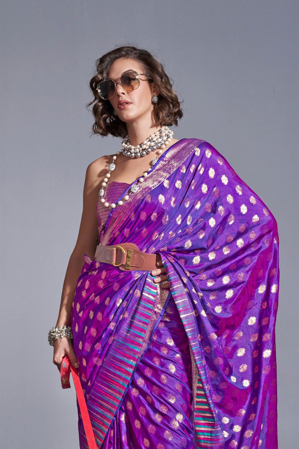 Iris Purple Silk Woven Saree