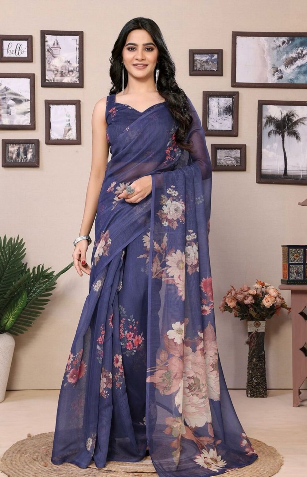 Purple Ready To Wear Saree - Image 2
