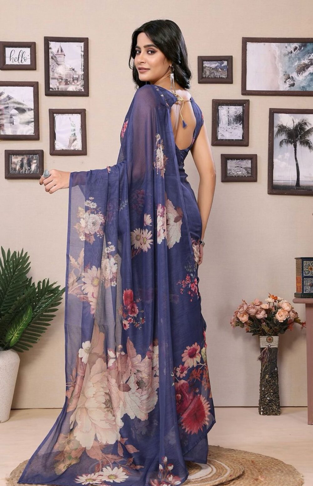 Purple Ready To Wear Saree - Image 3