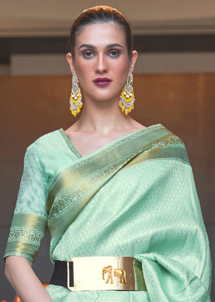 Sea Green Handloom Woven Silk Saree
