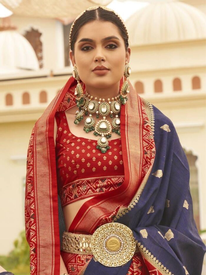 Navy Blue Patola Print Sigma Silk Saree
