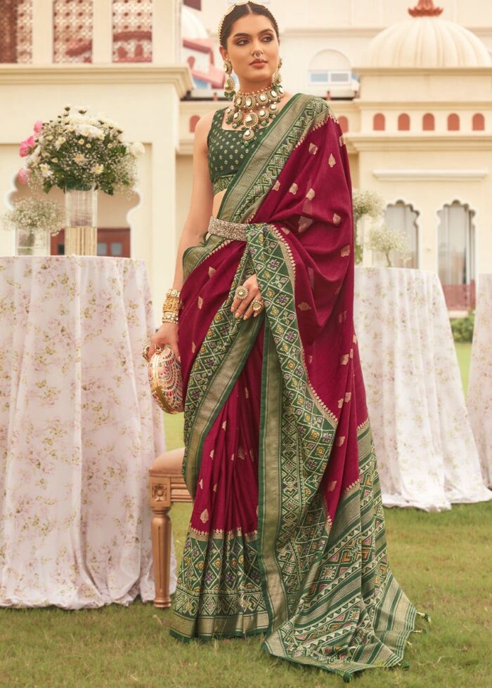 Maroon Patola Print Sigma Silk Saree