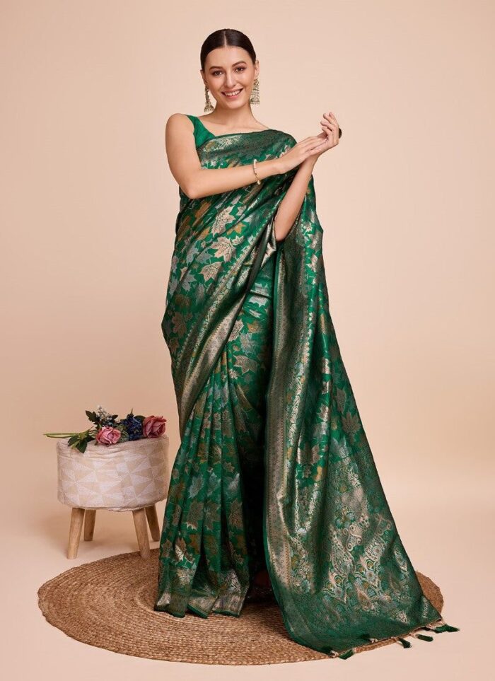 Dark Green Handloom Silk Saree