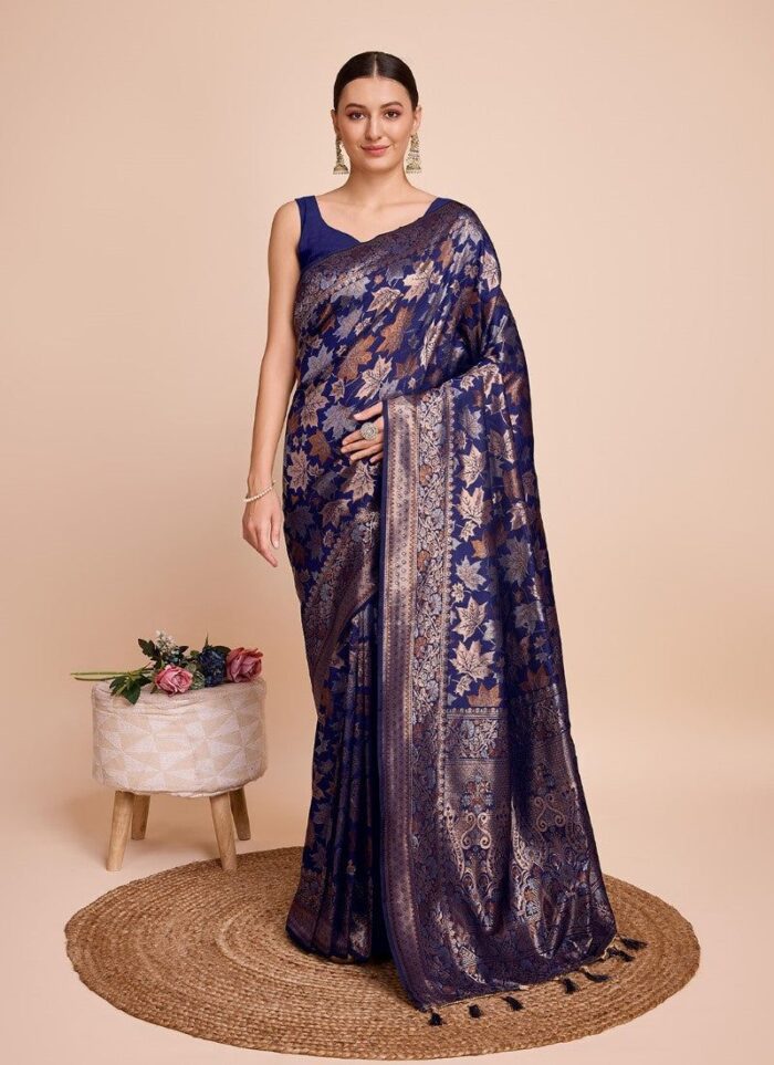 Regal Blue Handloom Silk Saree