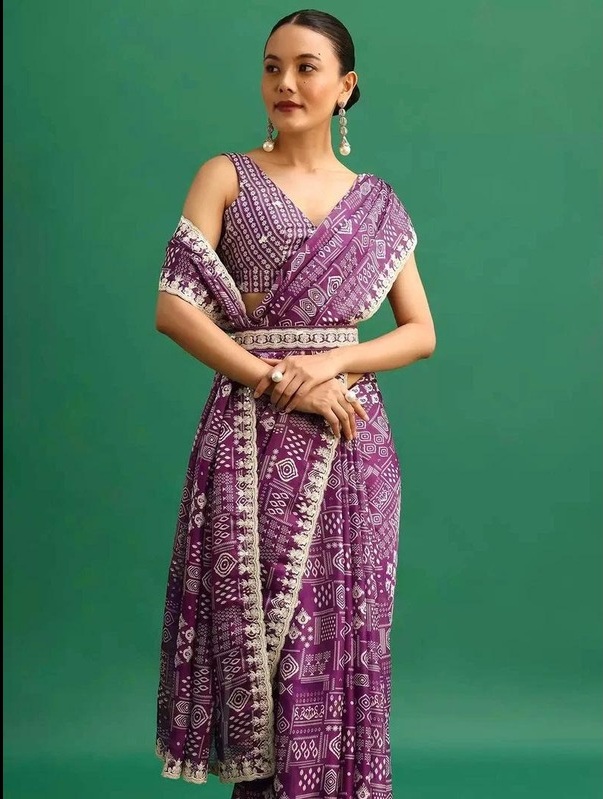 Crimson Pink Satin Saree