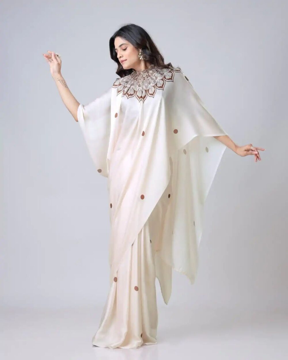 Ready-to-Wear Digital Print Crepe Saree - Image 3