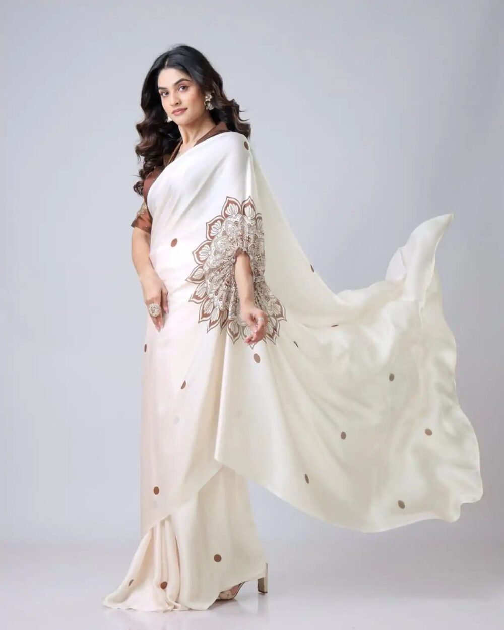 Ready-to-Wear Digital Print Crepe Saree - Image 4