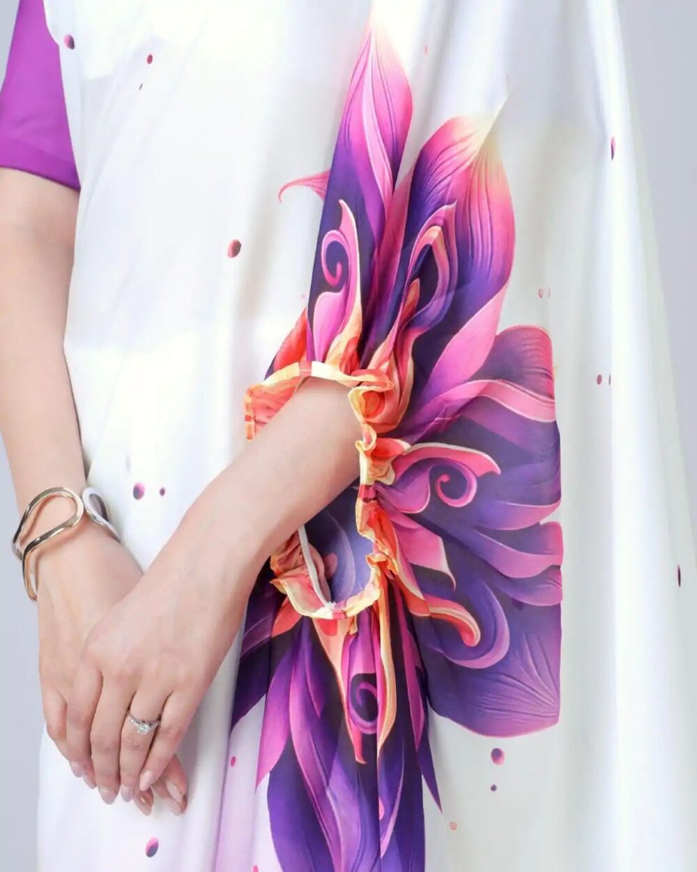 Ready-to-Wear Digital Print Crepe Saree - Image 3