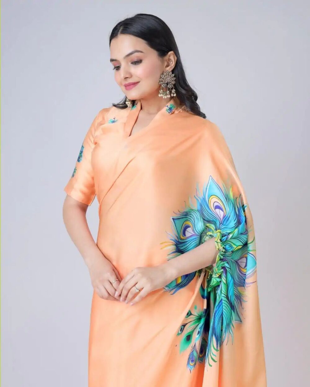 Ready-to-Wear Digital Print Crepe Saree - Image 2