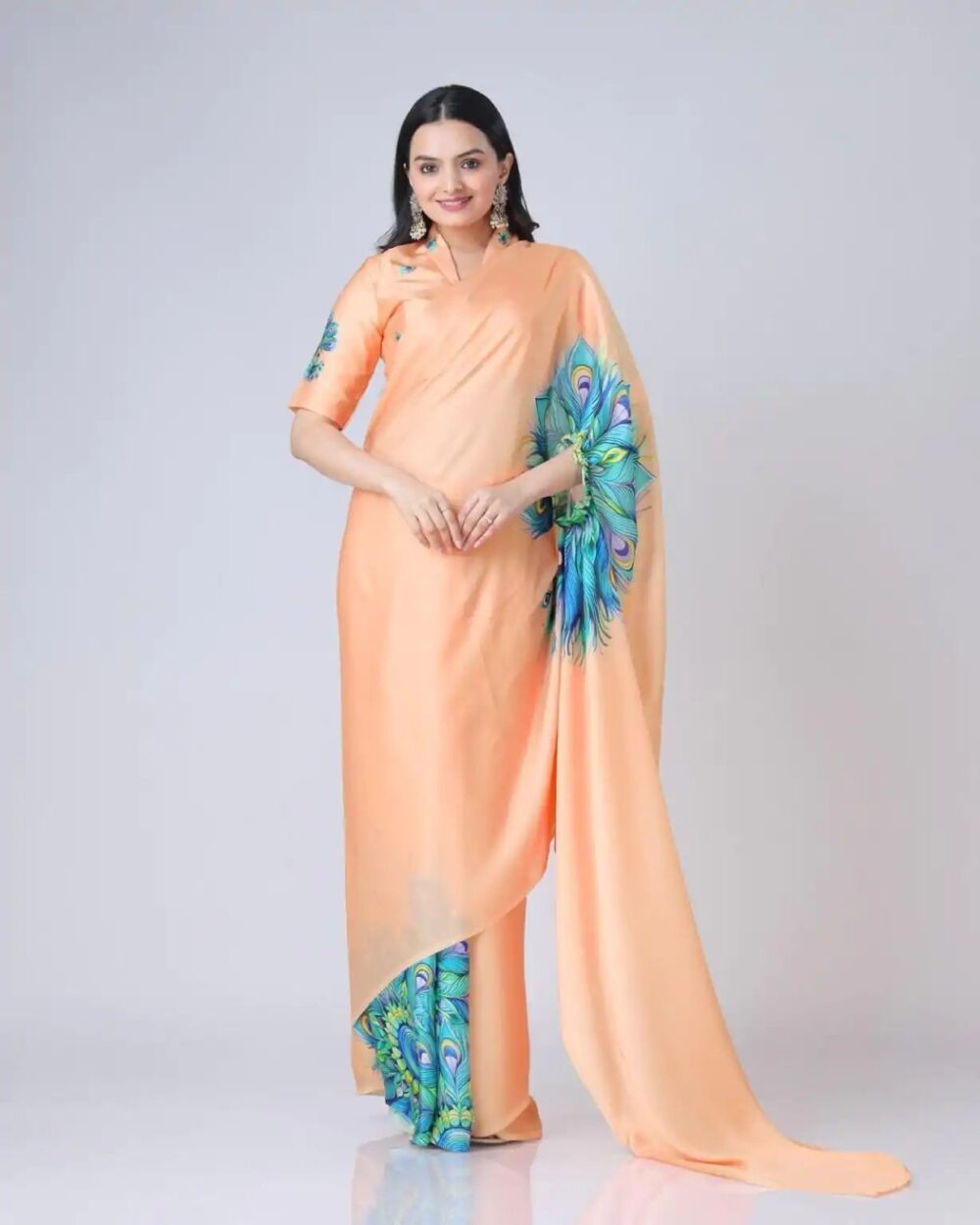 Ready-to-Wear Digital Print Crepe Saree
