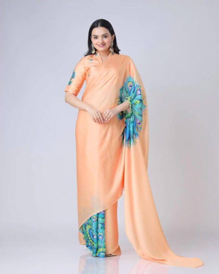 Ready-to-Wear Digital Print Crepe Saree