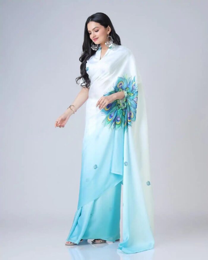 Ready-to-Wear Digital Print Crepe Saree