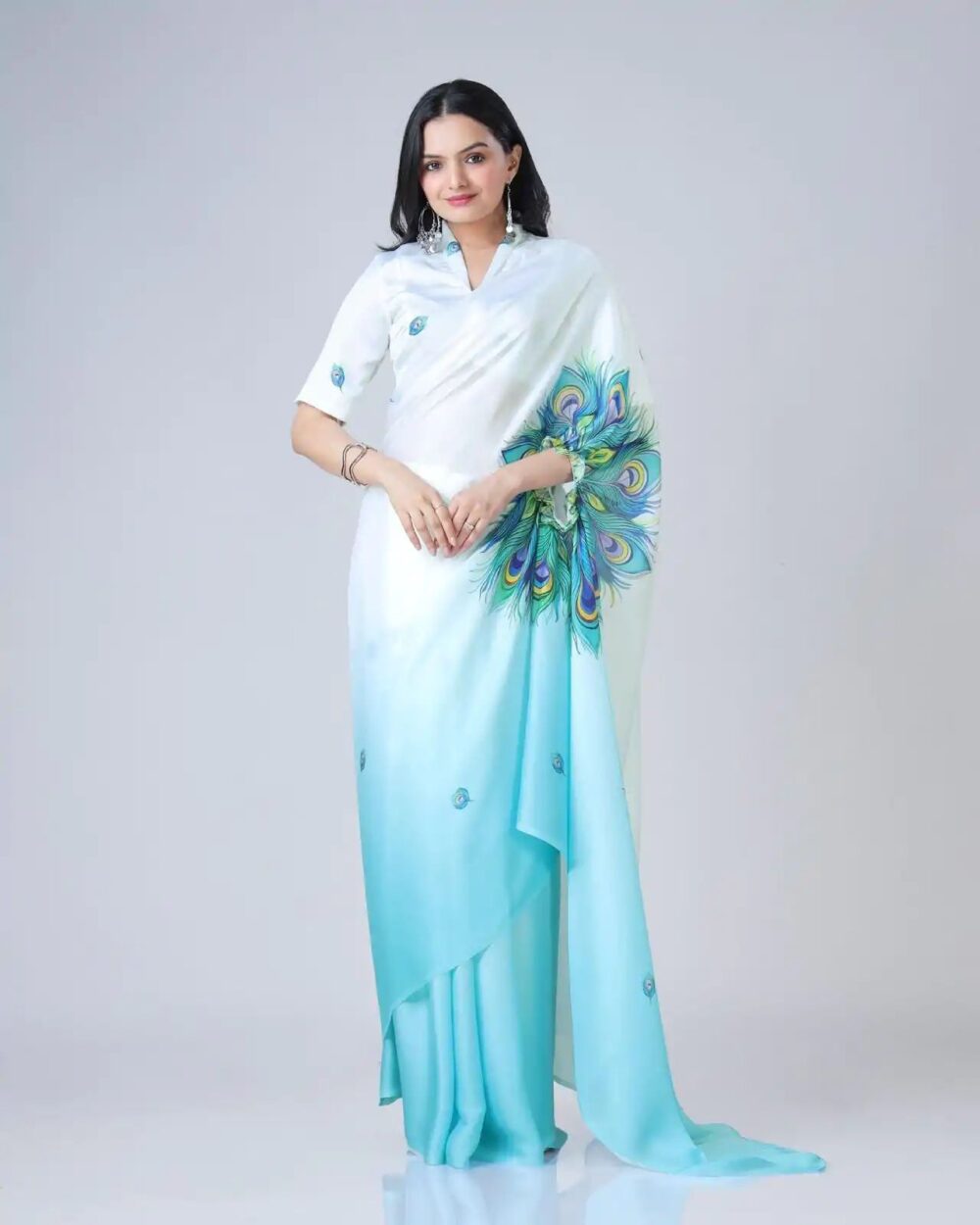 Ready-to-Wear Digital Print Crepe Saree - Image 4