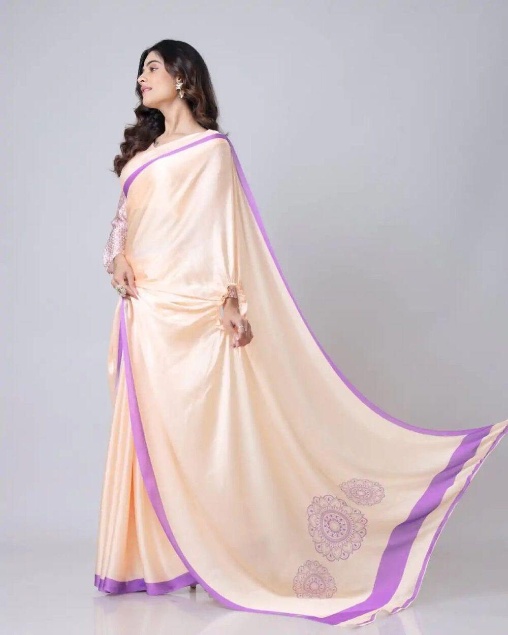 Ready-to-Wear Digital Print Crepe Saree - Image 4