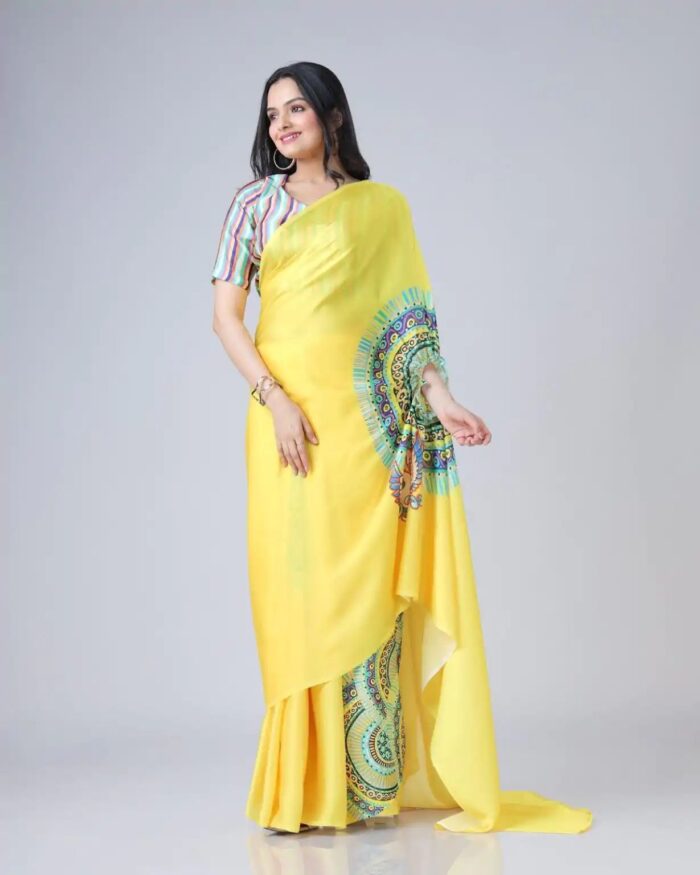 Ready-to-Wear Digital Print Crepe Saree