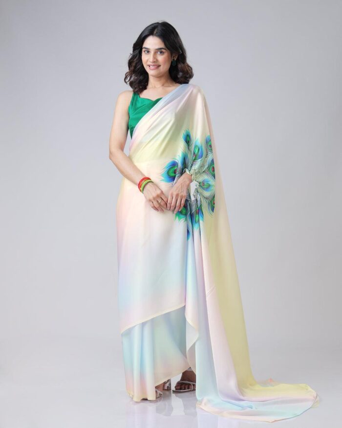 Ready-to-Wear Digital Print Crepe Saree
