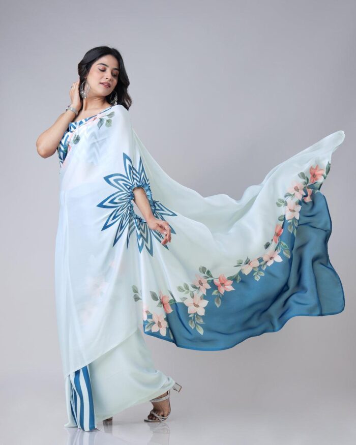 Ready-to-Wear Digital Print Crepe Saree