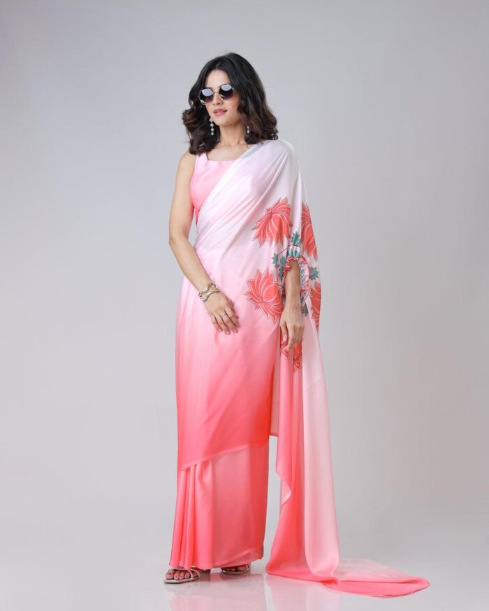 Ready-to-Wear Digital Print Crepe Saree