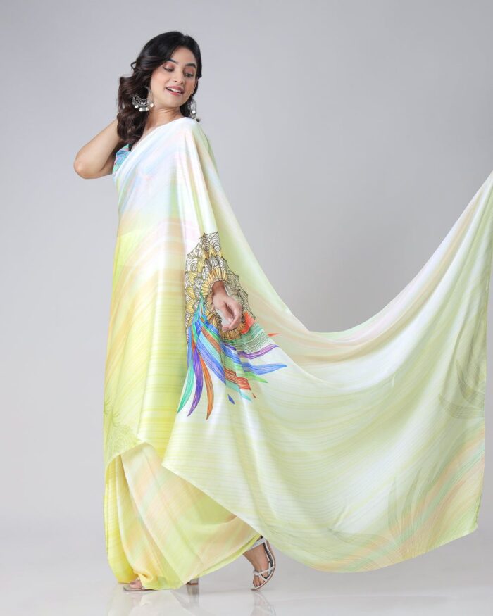 Ready-to-Wear Digital Print Crepe Saree