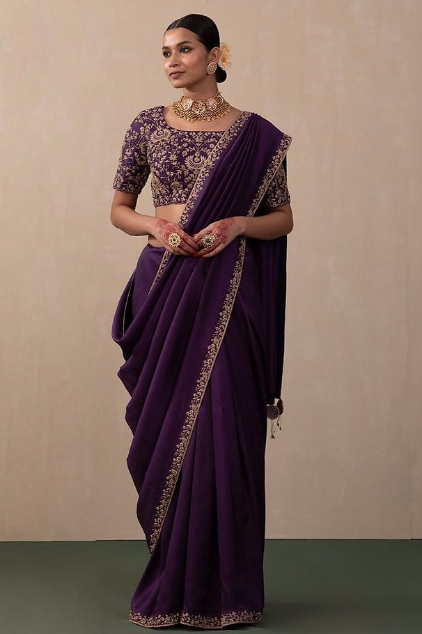 Dark Purple Silk Saree