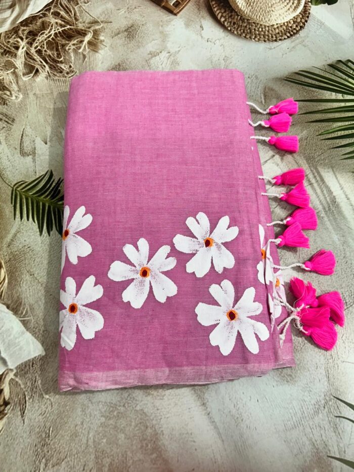 Hand-Painted Mul Cotton Saree