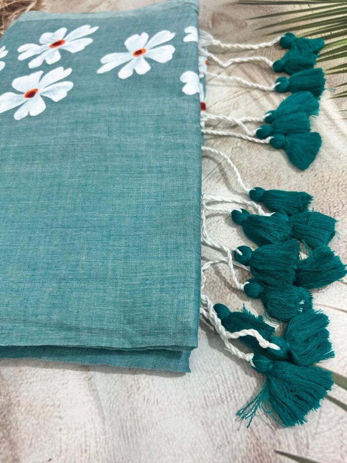 Hand-Painted Mul Cotton Saree