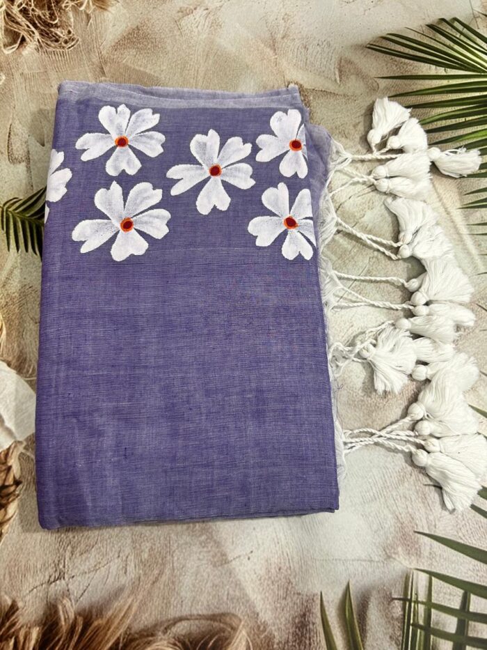 Hand-Painted Mul Cotton Saree
