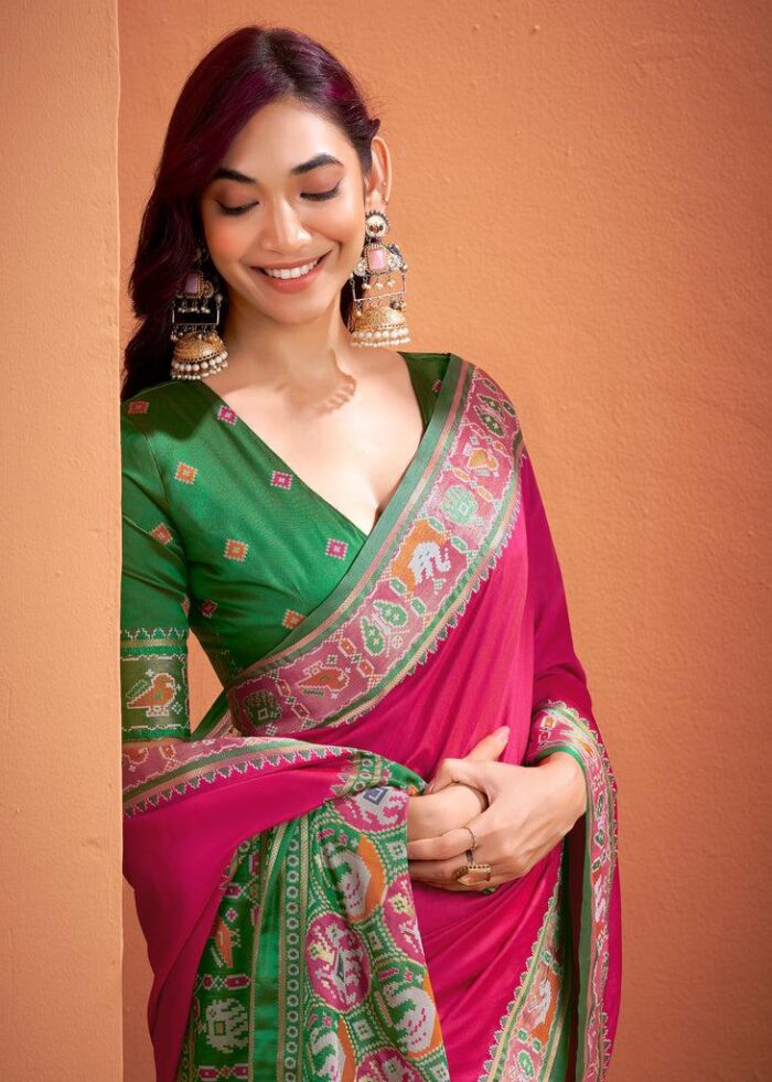 Deep Pink Patola Silk Saree