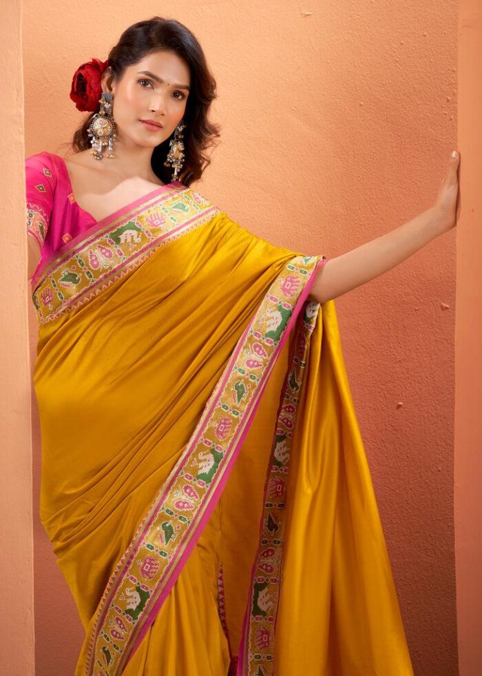 Musturd Yellow Patola Silk Saree