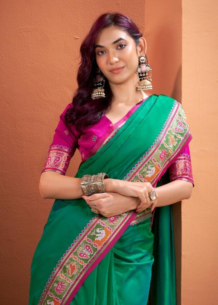 Bold Green Patola Silk Saree