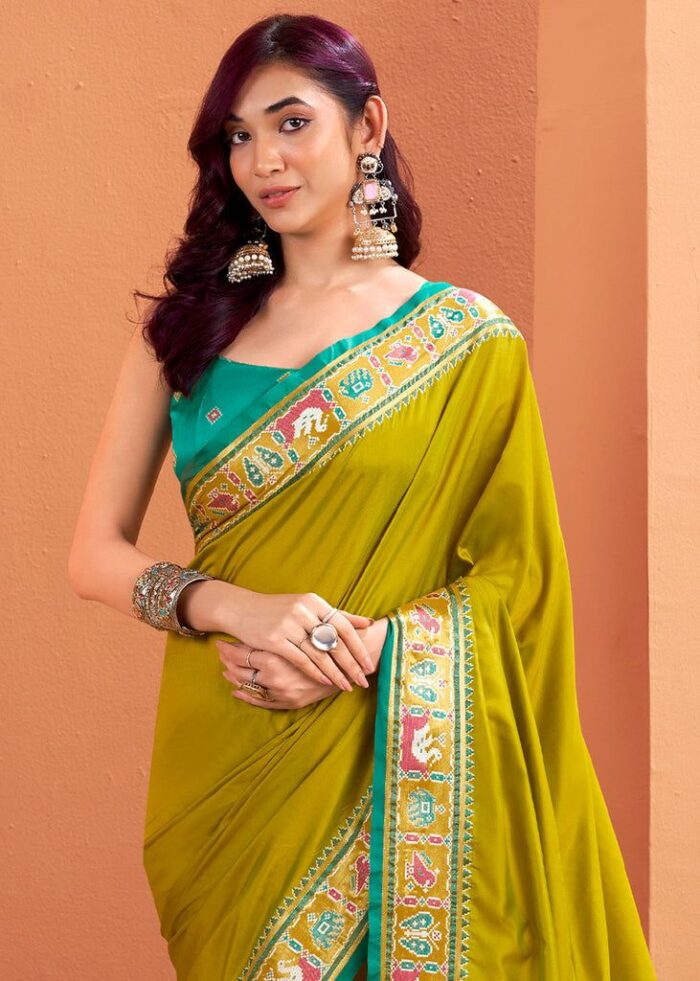 Sage Green Patola Silk Saree