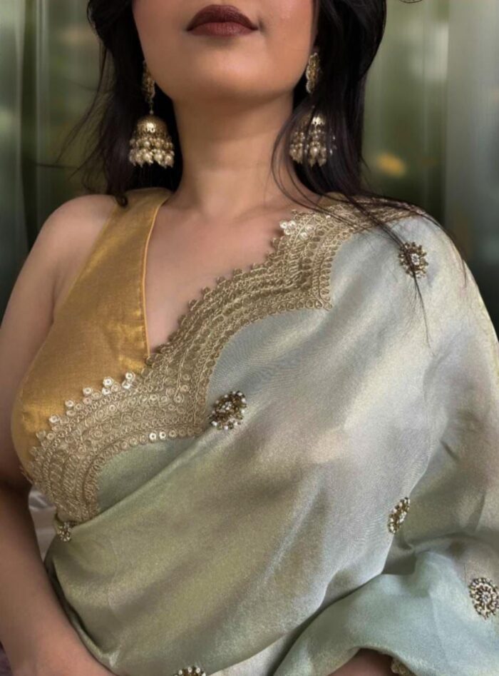 Mint Green Viscose Tissue Saree