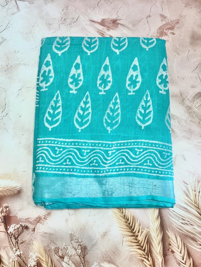 Linen Saree in Bagru Print