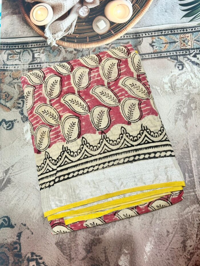 Linen Saree in Bagru Print