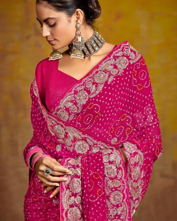 Georgette With Pitha Embroidery