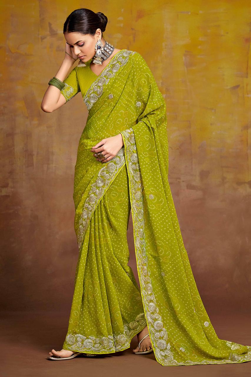 Georgette With Pitha Embroidery